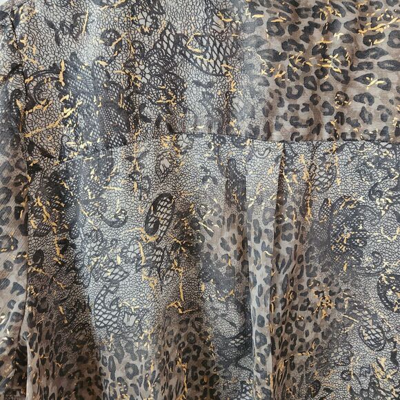 Lane Bryant Mixed Print Leopard Lace Paisley Gold Long Sleeve Button Down 18/20 - Picture 6 of 9